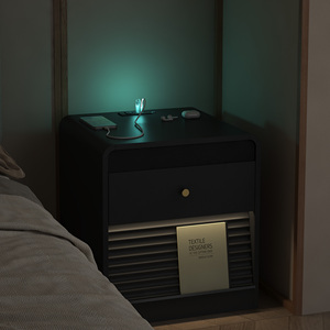 <b>Smart</b> Nightstand with Charging Station Led <b>Lights</b> Bedside Table Storage Cabinet for Bedroom - Product Image 4