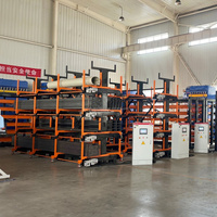 Système de stockage automatique de tuyaux robuste à étagères télescopiques électriques, thermolaqué, pour tubes en acier et profilés métalliques