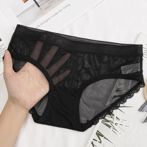 Braguitas de Bikini de Encaje Negro sin Costuras y Transpirables para Mujer 2024, Cintura Baja, Sexy, Hueco, con Entrepierna de Algodón, Estilo Diario - Product Image 6