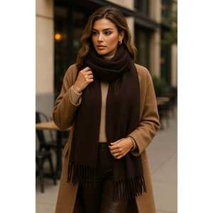 ผ้าคลุมไหล่พู่ห้อยสีเทาแบบชนเผ่า ทรงหลวม สำหรับอากาศหนาว-Sal1296 - Product Image 2