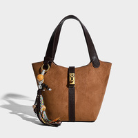 Sac seau rétro en daim avec pompons, petit sac à main vintage pour femme, sac bandoulière, idéal pour le quotidien et les voyages, cadeau parfait