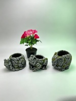 Pot de fleurs en ciment imitation roche, sculpté à la main, en forme de grenouille, escargot, tortue, style américain, décoration de jardin rustique extérieur