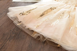 Nouvelle robe décontractée en mousseline de soie jaune pour petites filles, style princesse, avec sequins, pour le quotidien, vente en gros - Product Image 5