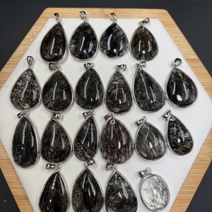 Cuarzo rutilado negro de 27-35 mm, piedra natural pulida artesanal, cristales energéticos, colgante para regalo de aniversario, precio de fábrica - Product Image 5