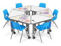 Bureau à hauteur réglable avec pieds en acier, table et chaise pour élèves du primaire et du collège, table trapézoïdale pour les élèves de la maternelle au lycée