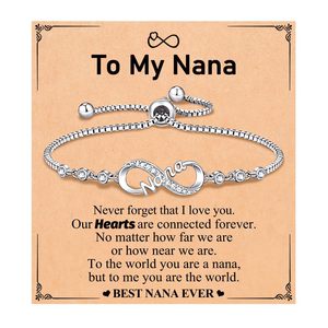 Bracelet réglable en Kevlar pour femme, cadeau de Noël, chaîne à maillons, design lettre avec symbole infini serti de diamants, cadeau pour grand-mère - Product Image 3
