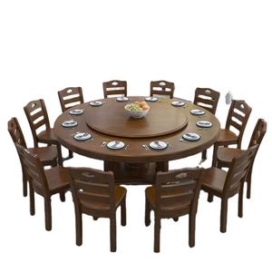 โต๊ะอาหารไม้เนื้อแข็งโบราณทรงกลมหมุนได้พร้อมเก้าอี้ ลดราคาพิเศษ - Product Image 1