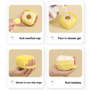 Cepillo de masaje para mascotas, dispensador de champú, cepillo de ducha de silicona para aseo de perros y gatos, productos de baño - Product Image 5