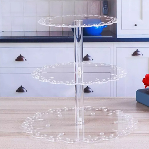 Soporte de acrílico transparente pulido de 3 niveles personalizado para cupcakes, soporte de torre de postre de boda, estantes de exhibición de fábrica, estante organizador de cartón - Product Image 6