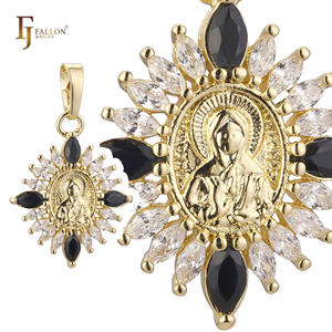 F86201271 FJ Fallon perhiasan mode Saint Matrona liontin disepuh emas mawar kuningan berdasarkan - Product Image 3