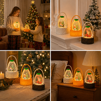 Lanterne décorative de Noël en cristal, lampe de nuit LED globe à neige, scène de Père Noël, décoration de table festive, panier cadeau portable