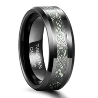 POYA – bague classique en carbure de tungstène pour homme, incrustation de Dragon celtique, noir, 6mm, 8mm, vente en gros