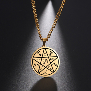 Talismán, Talismán, pentagrama, <span class=keywords><strong>Supernatural</strong></span>, punk, Pentáculo pagano, amuleto, collar de acero inoxidable - Product Image 2