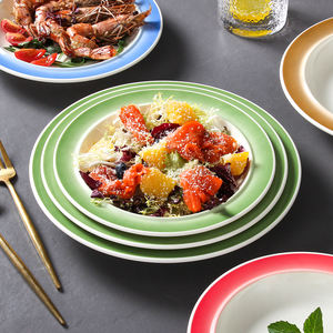 Assiettes à dîner en mélamine, écologiques, lavables au lave-vaisselle, non toxiques, <span class=keywords><strong>plateau</strong></span> <span class=keywords><strong>de</strong></span> service pour fruits <span class=keywords><strong>de</strong></span> <span class=keywords><strong>mer</strong></span> et salades, incassable - Product Image 1