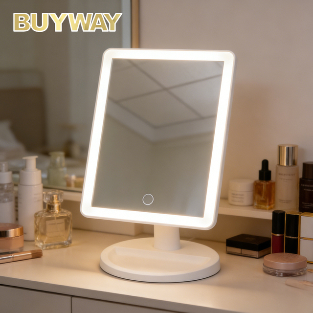 Rotatable LED Makeup Mirror Tabletop Makeup Mirror LED Touch Sensor Smart Makeup Mirror with Dimming