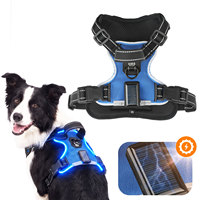 Harnais pour chien 7 couleurs RGB qui brille dans le noir, respirant, en maille EVA Oxford, imperméable, avec charge solaire, pour extérieur