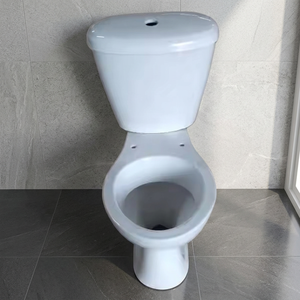 โถสุขภัณฑ์แบบสองชิ้นพร้อมฝารองนั่งพลาสติก ชุดอุปกรณ์ LLC แบบ P-Trap ระบบ Washdown โถสุขภัณฑ์แบบ Close Coupled - Product Image 1