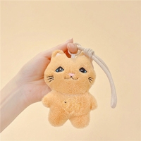 Porte-clés en peluche chat kawaii avec poisson, petit animal en peluche, pendentif de sac à dos, jouet doux pour enfant, vente en gros