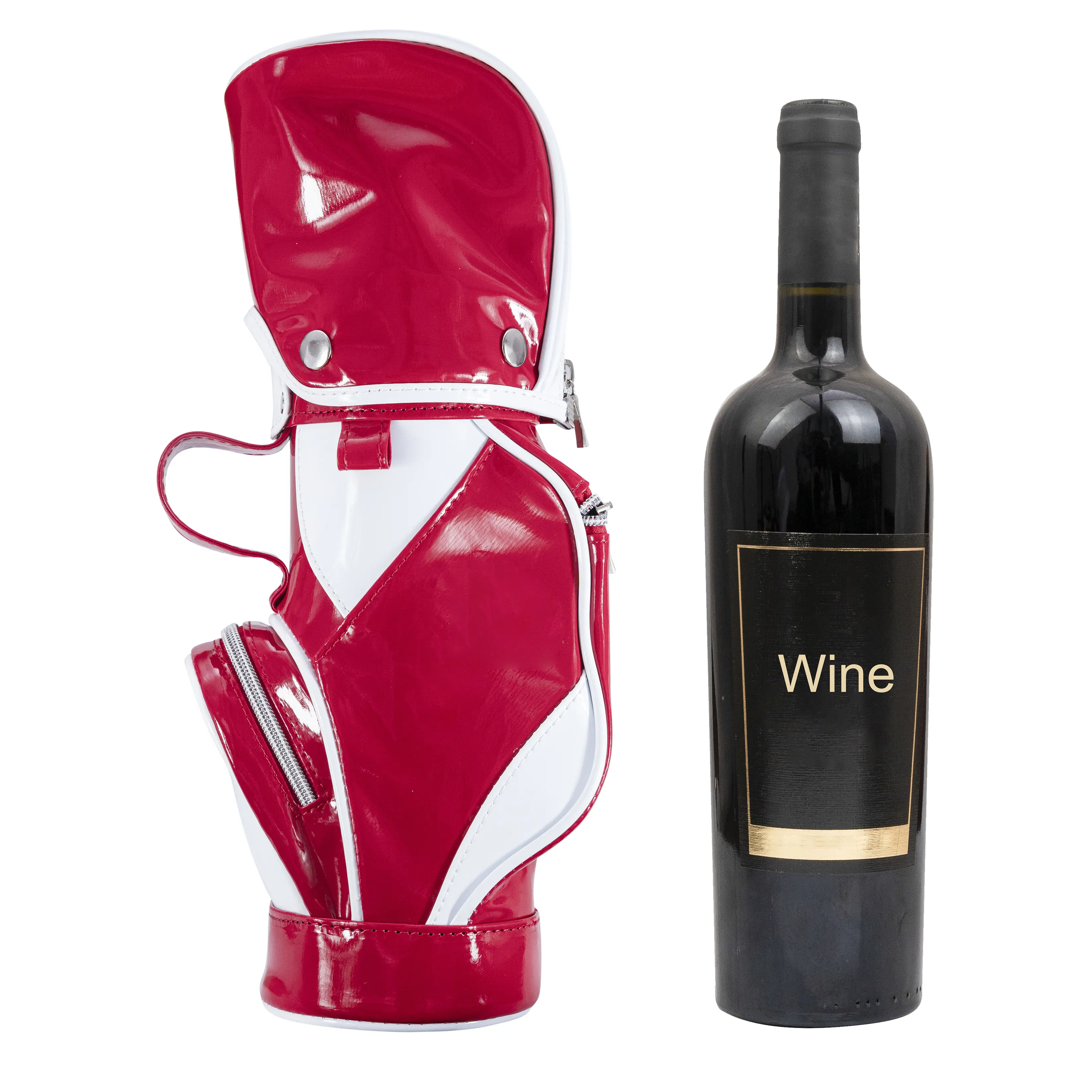 Mini Golf Bag Bottle Carrier Bag Wine Custom Logo Golf Wine Pouch High Quality Genuine Portable Golf Bag For Wine