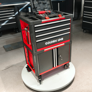 Chariot de rangement d'outils industriel portable, conception de meuble à tiroirs modulaire, poignée pliable, solution de marquage pour garage et chantier - Product Image 6