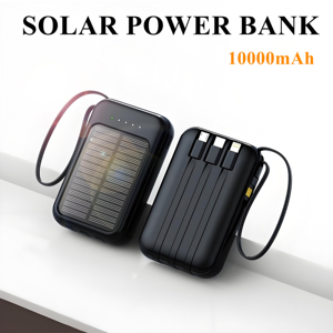 10000mAh Banque d'énergie <span class=keywords><strong>solaire</strong></span> <span class=keywords><strong>Chargeur</strong></span> portable Voyage en plein air Camping <span class=keywords><strong>Randonnée</strong></span> Centrale électrique avec câbles intégrés et lumière LED - Product Image 3