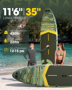 ขายส่งจากโรงงาน บอร์ดยืนพายแบบเป่าลม ขนาด 11'6"*35"*6" พร้อมอุปกรณ์เสริมระดับพรีเมียม สำหรับเล่นในทะเล รุ่น CT18 เป็นมิตรกับสิ่งแวดล้อม ขนาด M - Product Image 5