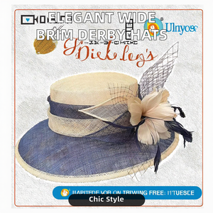 Nouveau chapeau en sinamay à large bord avec plume, chapeau de fête du thé pour femmes, chapeau de <span class=keywords><strong>derby</strong></span> du Kentucky, chapeau d'église, style de caractère en plein air - Product Image 2