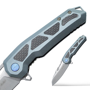 Cuchillo Plegable Multifunción para Exteriores con Mango de Aluminio y Fibra de Carbono, Hoja de Acero Inoxidable, Protección Antideslizante <span class=keywords><strong>Python</strong></span> - Product Image 4