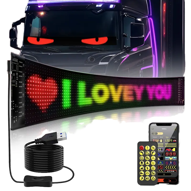 New 2 Sets 16x64 Display Led Matrix Pixel Panel Car Rear Window RGB Flexible Led Screen with Free Design APP for Trucks