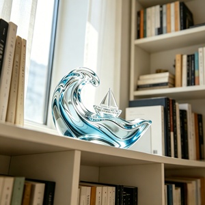 Ornamento in Resina Trasparente a Forma di Onda e Barca, Simbolo di Viaggio Tranquillo, Adatto per Decorazione o Regalo - Product Image 5