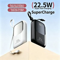 OEM ODM Batterie externe 20000mAh avec câbles intégrés, charge super rapide 22.5W, affichage numérique LED, batterie externe mobile grande capacité