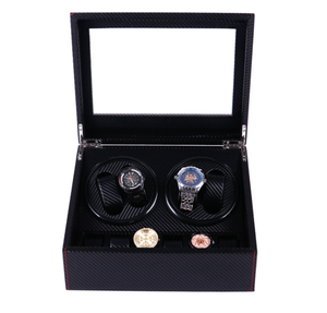 JLY 2 <strong>Winder</strong> 4 Slots Square MDF Multifunction Black Rotating Electronic <strong>Watch</strong> Storage <strong>Box</strong> - Product Image 5