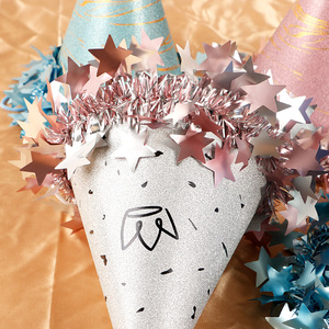 Party Hat Glitter Print 18cm Cone Shape Birthday Party Decoration Unisex Adult Baby First Birthday Photo Prop - Product Image 4