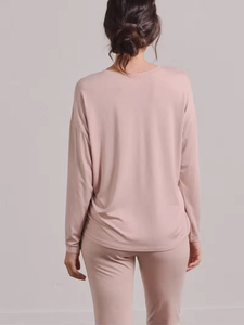 Conjuntos de pijama modal de alta qualidade para mulheres sólido PJ Lounge Wear com cintura elástica encerramento confortável Sleepwear para a primavera - Product Image 5