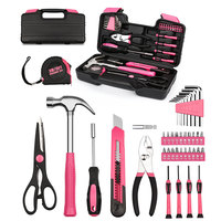 Boîte à outils manuelle en acier au carbone Podofo de 39 pièces, ensemble d'outils combinés pour la maison, kit de réparation portable, garantie d'un an