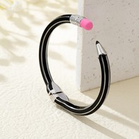 Bracelet ouvert minimaliste rétro en forme de crayon, bracelet de luxe exquis pour femmes