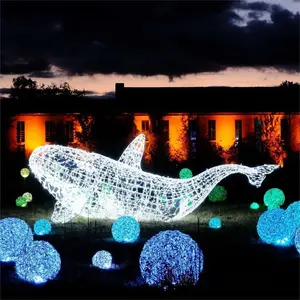 クリスマスの装飾のための3D屋外Led動物フィギュア彫刻イルカモチーフライト