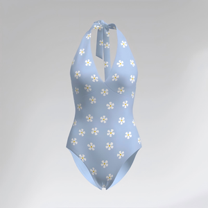 Elegante Traje de Baño de Una Pieza con Estampado Floral y Cuello en V para Mujer, con Control de Abdomen y Lazos en la Espalda, Ideal para Resorts y Boutiques - Product Image 1