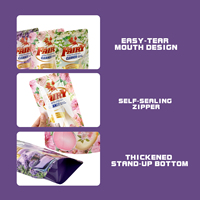 Pochette souple personnalisée en plastique laminé imprimé par gravure avec bec verseur, refermable, pour savon liquide, détergent en poudre, résistante à l'humidité, finition brillante, à fond stable