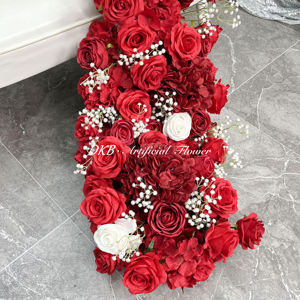 Soporte de señal de bienvenida de flor de rosa roja artificial personalizado para bodas decoraciones de Navidad y Pascua para celebraciones de cumpleaños - Product Image 4