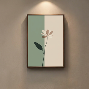 Arte mural Silent Bloom, pintura hecha a mano, Silent Bloom, impresión minimalista de flores en lienzo, marco de madera, arte digital, decoración de pared para interiores. - Product Image 1