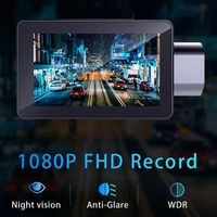 Caméra embarquée 4G Android 8.1 de 3 pouces avec moniteur à distance, WIFI, ADAS, navigation GPS, double boîte noire de voiture, carte SD 128G, 24H