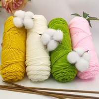 Kit de Tricot DIY en Fil Chenille Écologique Coton de Lait pour Débutants, Teint et Motif, Fil Volumineux 8 Brins pour Écharpes, Bonnets et Couvertures