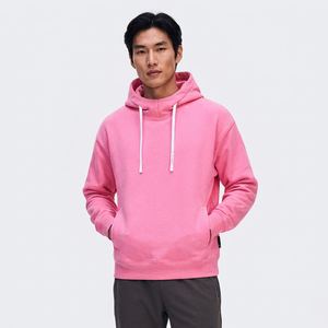 Unisex <b>Pink</b> Zip-Up Hooded <b>Sweatshirt</b> Regular Fit Solid Color Cotton Fleece Casual Winter Wear Anti-Wrinkle Lined High Quality - Product Image 2