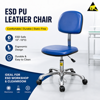 Chaise pivotante industrielle antistatique en cuir PU Leenol ESD, siège en cuir PU, base réglable pour atelier de puces semi-conductrices
