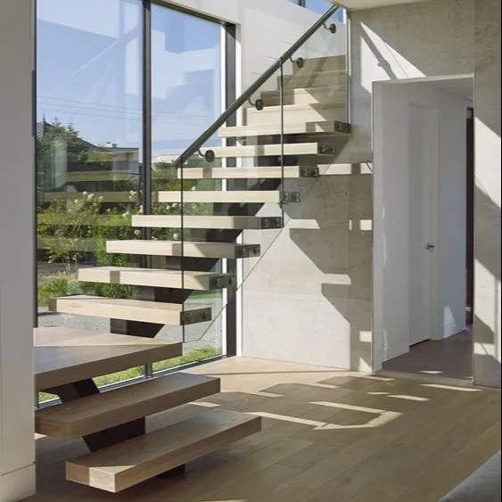 घर की सजावट पूर्वनिर्मित निर्माण लकड़ी सीढ़ियों घुमावदार लक्जरी अस्थायी सीढ़ियों