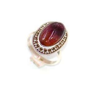 Bague fine en argent sterling 925 avec pierre précieuse cabochon de tourmaline rose naturelle - Product Image 4