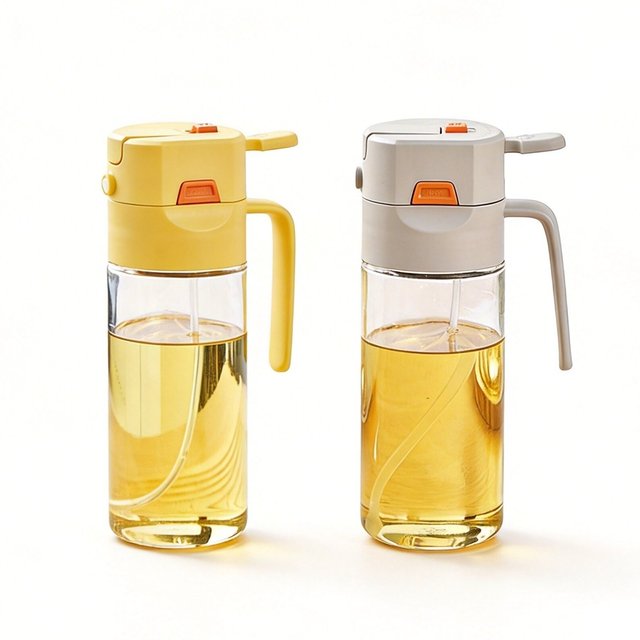 New Design 2-in-1 Charles Oil & Vinegar Dispenser Bottle 600ml/20.3oz Reusable Soda Glass Oil Spray Bottle for Cooking