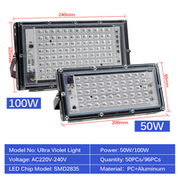 Luz LED púrpura 395nm Luz de proyección UV Reflector fluorescente para fiestas Luz de Ambiente de escenario Proyector de césped RGB Foco LED