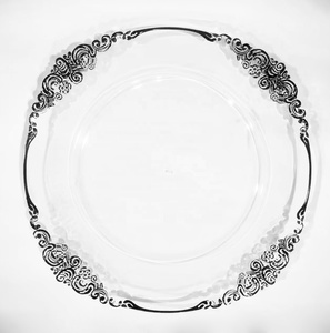 13 pouces <span class=keywords><strong>pas</strong></span> <span class=keywords><strong>cher</strong></span> en gros <span class=keywords><strong>table</strong></span> récif acrylique plastique argent rose or bord clair plaques de présentation décoration de mariage pour le dîner - Product Image 3